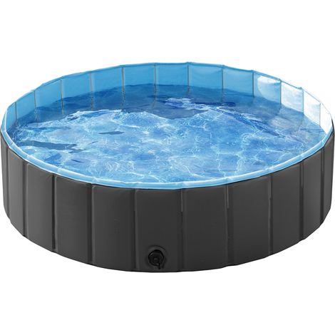 Yaheetech Piscine Pliable Bassin de Baignade Portable Bain pour Chien/Chat Animal Extérieur Intérieur Antidérapant avec Patchs de réparation Brosse L - 120 x 30 cm Noir (1/5)