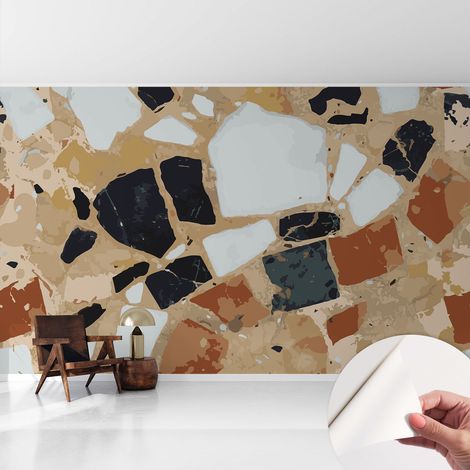 Papier peint adhésif autocollant pour salon chambre à coucher peint imprimé Installation facile Pierres rustiques 416x254 cm (1/5)