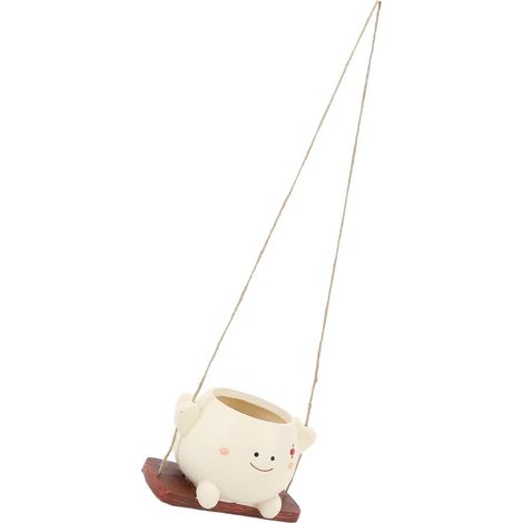 Pot suspendu Alomejor avec visage oscillant, adorable en résine pour plantes succulentes (1/5)