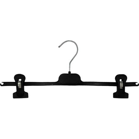 20 Kleiderbügel mit Clips aus Kunststoff, 40 cm, Schwarz, für Hosen und Röcke (1/5)