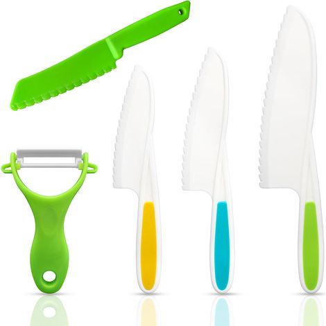Couteaux Cuisine Enfant Lot de 5 Plastique - 5 pièces, multicolore, universel - couteau non coupant cuisine enfant fruit legume (1/5)