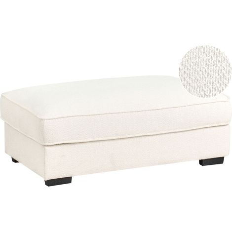 Pouf Moderne Minimaliste en Bouclé Ottoman Carré Rembourré Blanc Cassé Renders