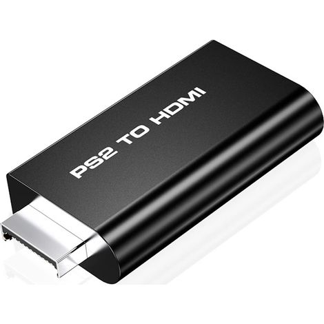 PS2-zu-HDMI-Konverter, HD-Audio-Video-Adapter mit HDMI-Ausgang für PlayStation 2-Konsole, kompatibel mit TV-Bildschirmen, Plug & Play, 1 Stück, Schwarz