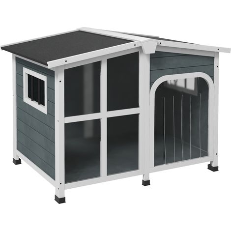 Petite niche avec toit avant, gris foncé, 101 x 66,5 x 70,5 cm, pour maison et usage quotidien, format pratique, style facile à associer