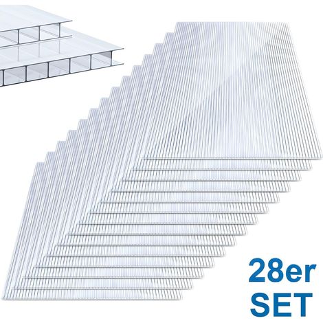 Jiubiaz 28x Polycarbonat Hohlkammerplatten 4mm Transparent Hohlkammerstegplatten UV-Beständigen Für Gewächshaus Carports (1/5)