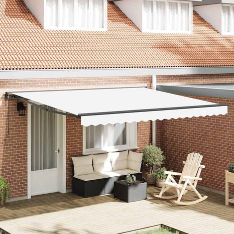 Retractable Awning White 400x300 cm Fabric vidaXL (1/5)