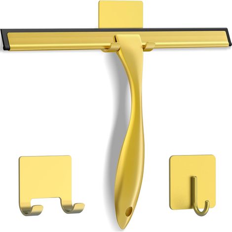 grattoir de miroir de fenêtre domestique pour le nettoyage de la maison, portes en verre, murs en carrelage voitures, 14 pouces doré (1/5)