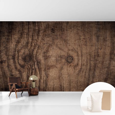 Papier peint intissé décoratif pour chambre et salon Design moderne à poser facilement - Colle incluse gratuite Bois rustique 416x254 cm (1/5)