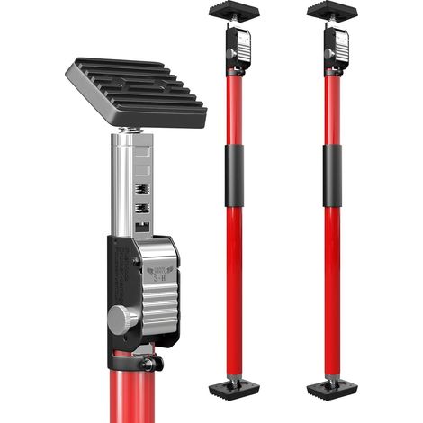 3-H Etai Telescopique Reglable 75-133cm,Rouge-2pcs Charge Max 50kg, Étai de Soutien Télescopique pour Plaque de Plâtre, Cadre de Porte, Installation d'armoire DIY (1/5)