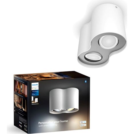 Hue White Ambiance Pillar, Double Spot +Variateur +Ampoules, Blanc (1/5)