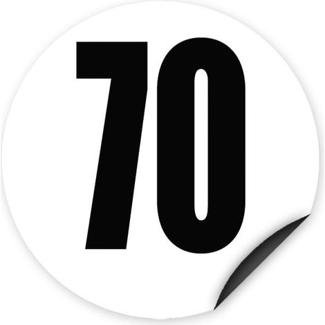 DISQUE LIMITATION DE VITESSE, AUTOCOLLANT 70 KM/H - 5 PCS