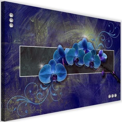 Tableau sur toile Fleur d'orchidée Bleu 60x40 (1/5)
