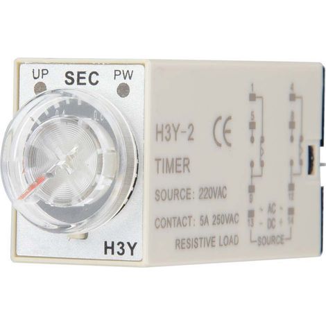 Minuteur à Relais Temporisé H3Y-2, 8 Broches, 5A 220V AC, Réglage par Pointeur (Délai 1 Seconde) (1/5)