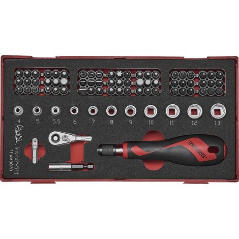 Set douilles et embouts Foam1 tray 1/4 Plat- ROB- PZ- PH- TPX- TX- GR 78 pièces Teng Tools TEAMDQ78 (1/2)