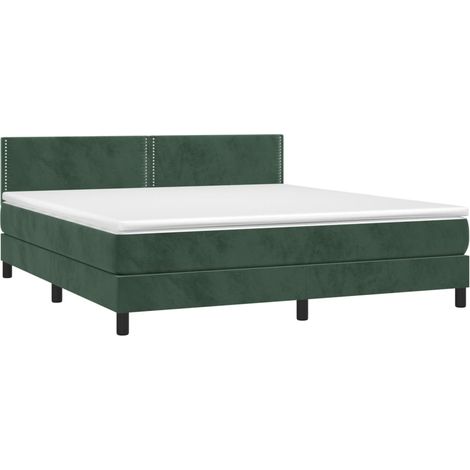 Sommier à lattes de lit et matelas Vert foncé 180x200cm Velours vidaXL