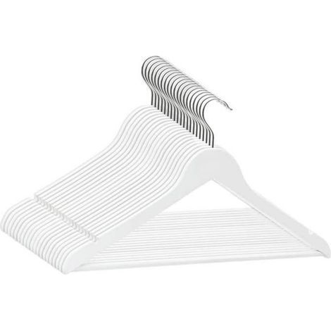 MEILLEURES VENTES Cintres antidérapants - Lot de 20 - Bois dur blanc - Cintres - 9364910 (1/4)