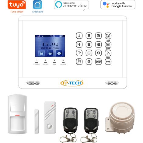 ANTIFURTO BIANCO ALLARME TOUCH SCREEN COLORI CASA WIFI GSM WIRELESS SENZA FILI APP ALEXA GOOGLE - S