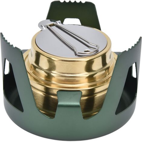 Réchaud de camping portable coupe-vent à vaporisation d'alcool à liquide avec support pour le camping en plein air (vert) (1/5)