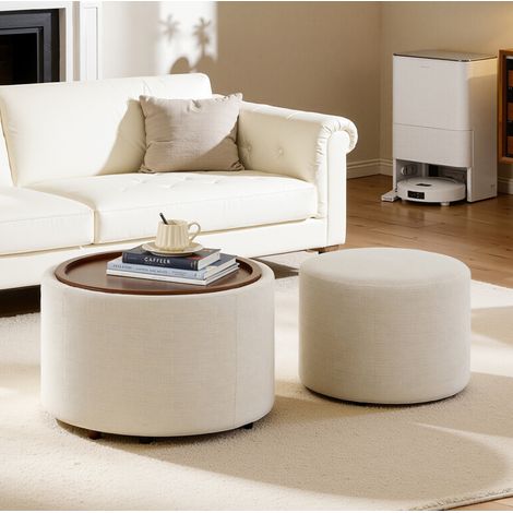 seduta contenitore 58 cm nido con vassoio beige OKMYHOME (1/5)