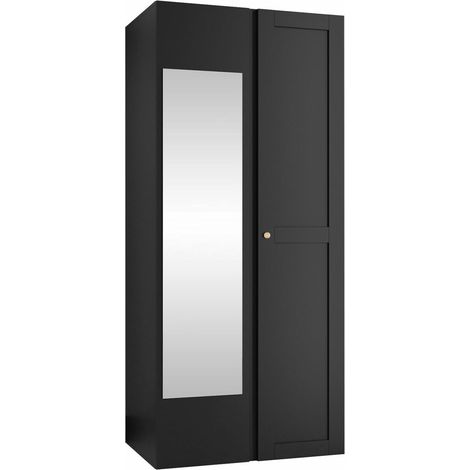Armoire Hartford 396, Noir, 186x74x44cm, Portes d'armoire: Avec des charnières, Nombre d'étagères: 2