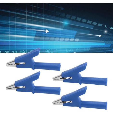 J.60049 Halbrund-Krokodilklemme, 10 mm, mit 4-mm-Buchse an der Spitze, 10er-Packung, blau (1/5)