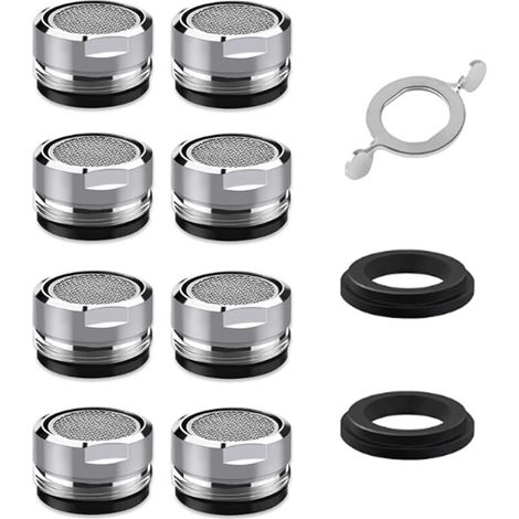 Juego de 8 aireadores para grifo M24, ahorradores de agua para grifos, aireador con filtro y juntas de acero inoxidable para grifos de cocina y baño.