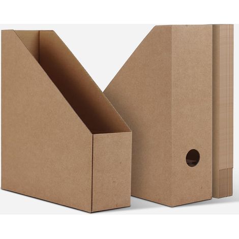 12 Pièces Porte Revue Bureau A4 en Carton Kraft, Range Revue Bureau avec Étiquettes Inscriptibles - Boite Rangement Magazines (1/5)