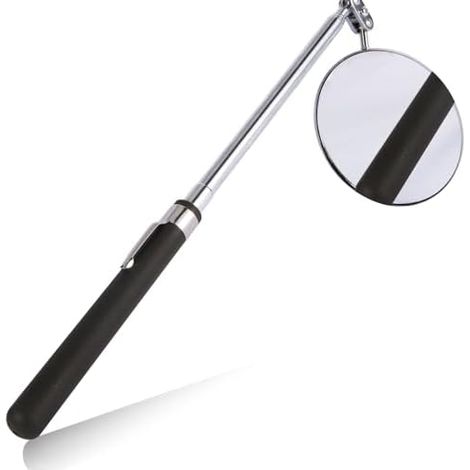 Miroir Mecanique Auto Miroirs D'inspection Réglables , Télescopique Jusqu'à 75 cm, Poignée Noire Antidérapante, Pour Réparation Auto,Diamètre du miroir 8cm - Noir/8cm (1/5)
