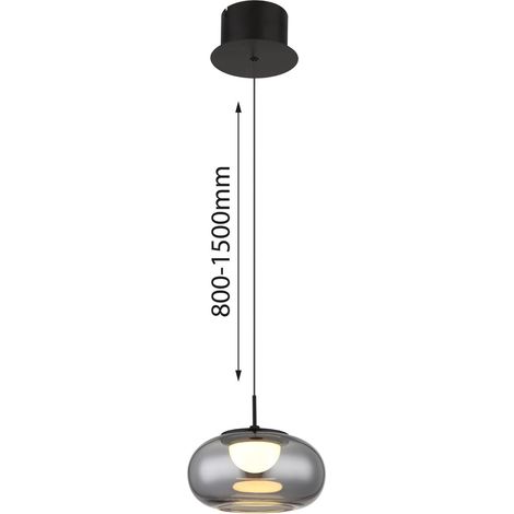 Globo - lámpara colgante - QUINTARA - negro - vidrio - Ø 20cm -
