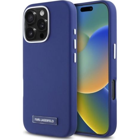 Custodia MagSafe per iPhone 16 Pro Max con placca in metallo Karl Lagerfeld FW (Blu) (1/5)