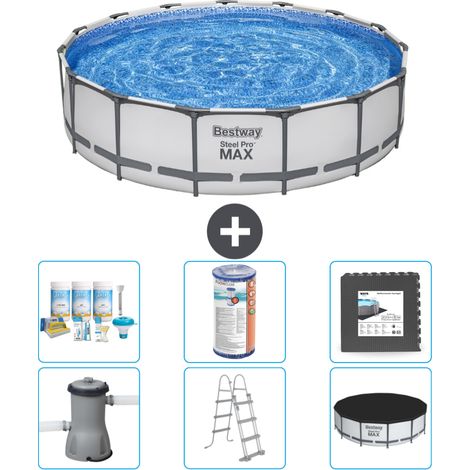 Piscine Bestway ronde Steel Pro MAX - 457 x 107 cm - Grise - Comprend des Accessoires CB31 (1/4)