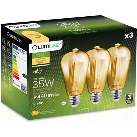 Ampoule LED E27 ST64 - 4 W - 440 lm - 2000 K - Filament - Blanc Chaud - Lot de 3 (1/5)