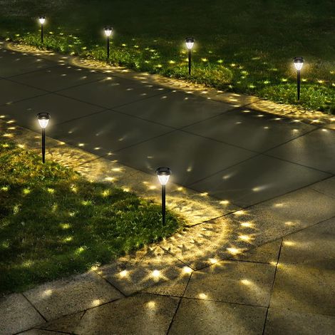 Confezione da 10 luci solari per esterni, luci solari ultra luminose e impermeabili, durata della batteria fino a 12 ore, accensione/spegnimento automatico, illuminazione LED decorativa per vialetti, (1/4)