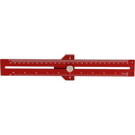 T-förmiger Markierungslineal aus roter Aluminiumlegierung mit präziser Skala, Holzmarkierungswerkzeug zum Markieren von Holz (1/5)
