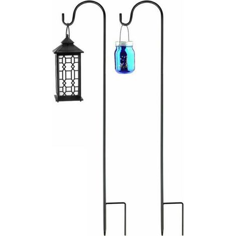 Crochet de berger (lot de 1/2) pour jardin, hauteur 122/91 cm - épaisseur 1,3 cm. Support pour mangeoire à colibris, suspension pour plantes, lanterne solaire, bocal Mason, carillon éolien, décoration (1/5)