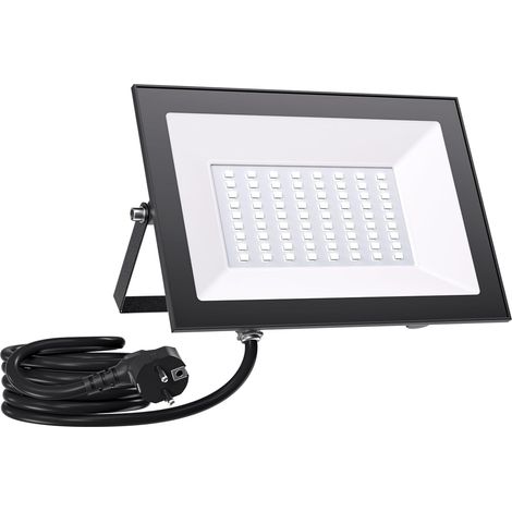 50W Projecteur LED Exterieur avec Prise, Spot LED Extérieur 5000LM Superlumineux 6500K Blanc , IP65 étanche Eclairage de Sécurité pour Cour,Jardin,Garage (1/5)