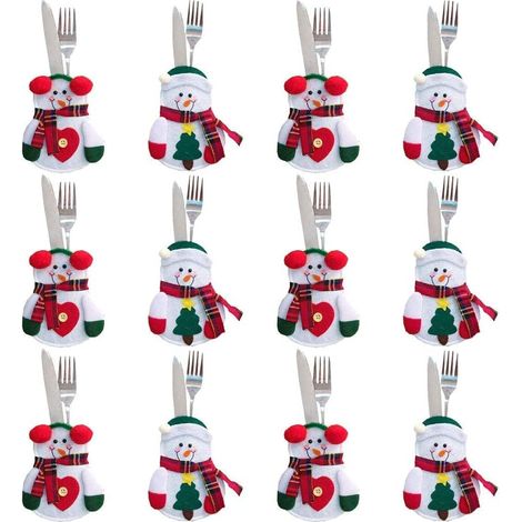DOLASO 12 Stück Weihnachtsbesteckhalter, weihnachtliche Tischdekoration, Bestecktasche, Weihnachtsdeko, Inneneinrichtung, Zuhause (1/5)