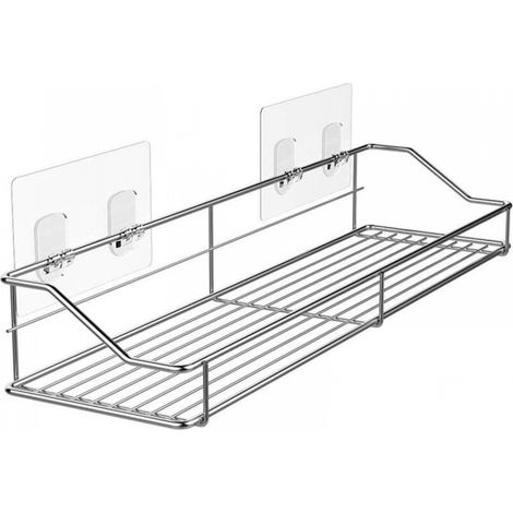 Étagère de rangement de salle de bain en acier inoxydable, panier de rangement de salle de bain sans perforation (1/5)
