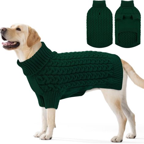 1 Pull Chien Grande Taille XL, Tricot Col Roulé Manches Longues, Vêtement Chaud Hiver pour Grand Chiens Intérieur Extérieur (1/5)