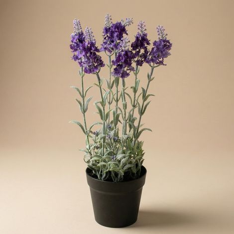 Lavande Artificielle en Pot Plante Décorative Réaliste pour Intérieur et Extérieur Violet 28 cm - PANGIVO (1/2)