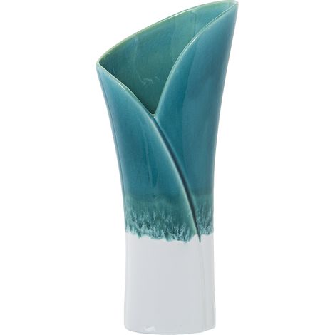 Vase en céramique 40 Cm bleu/blanc réactif 17X11,5X40 Cm base:11,5X6,5 Cm (1/4)
