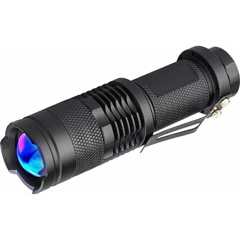 Lampe Torche UV 365nm Lampe de Poche Ultraviolette LED Lumière Noire Zoomable pour Détecteur D'argent Vérification des Documents Chasse Scorpions Rock Art Photographie (1/5)