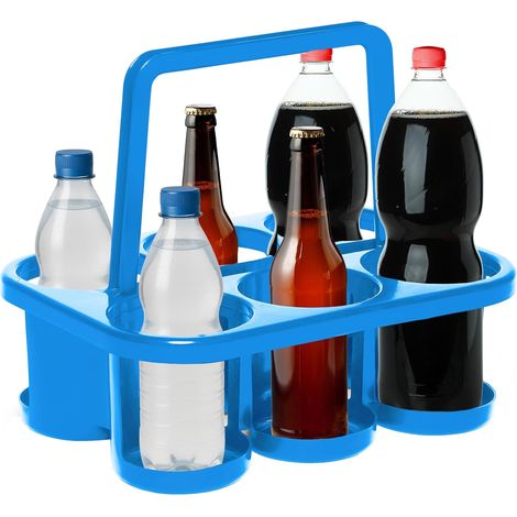Porte-bouteilles Novaliv pour 6 bouteilles - Maintien stable - Panier à boissons en plastique, empilable, 32x23x28cm BLEU - Idéal pour la cuisine et