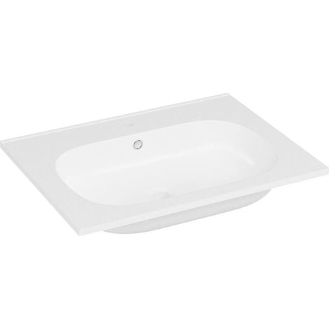 Lavabo da incasso in resina effetto pietra L60 x l46 cm Bianco - OKIWA (1/4)