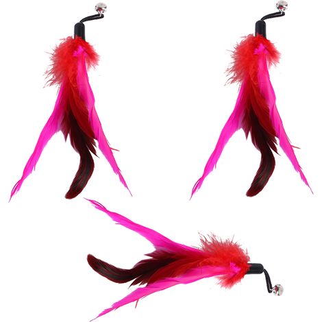 Lot de 3 têtes de rechange en plumes colorées pour jouets pour chats - Plumes jaunes (1/5)