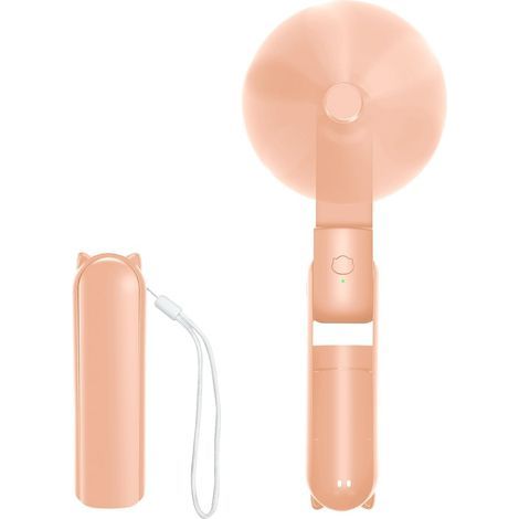 Jsdoin Mini-Tragbarer Ventilator, faltbar, wiederaufladbar, tragbarer USB-Tischventilator, 3 Geschwindigkeitsstufen mit externem Akku, für Büro und Outdoor (Pink) (1/5)