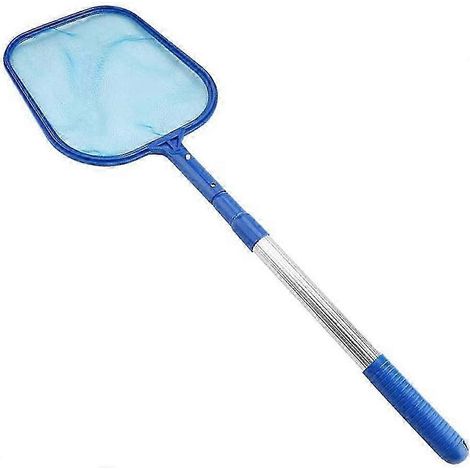 Écumoire à mailles, écumeur de surface avec poignée télescopique, convient aux piscines, étangs, fontaines et aquariums (bleu). (1/5)