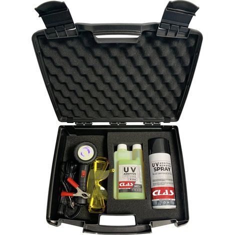 Kit détection fuites climatisation gaz R134a avec lampe UV 12v + lunette + additif UV et spray - AC 9140 - CLAS Equipements
