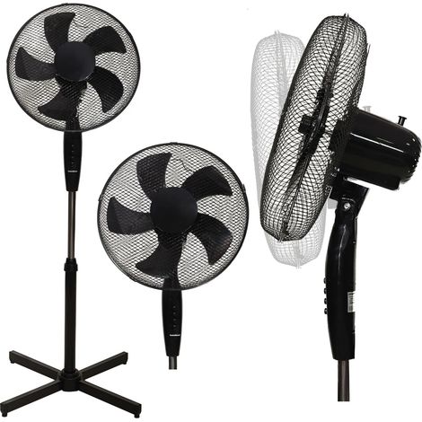 Standventilator, 5 Flügel, leistungsstark, leise, 3 Betriebsmodi, verstellbar, 45 W, schwarz, Bauerkraft