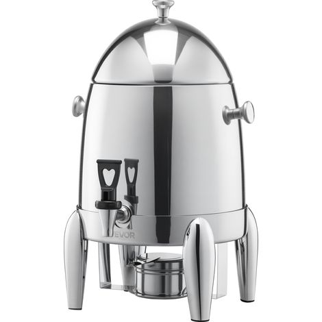 VEVOR Distributore di Bevande, 12 L per Feste, Contenitore di Succhi in Acciaio Inox con Bruciatore ad Alcol, Bevande Calde e Fredde con Rubinetto per Caffe, Te, Acqua Calda, per Ristoranti Hotel